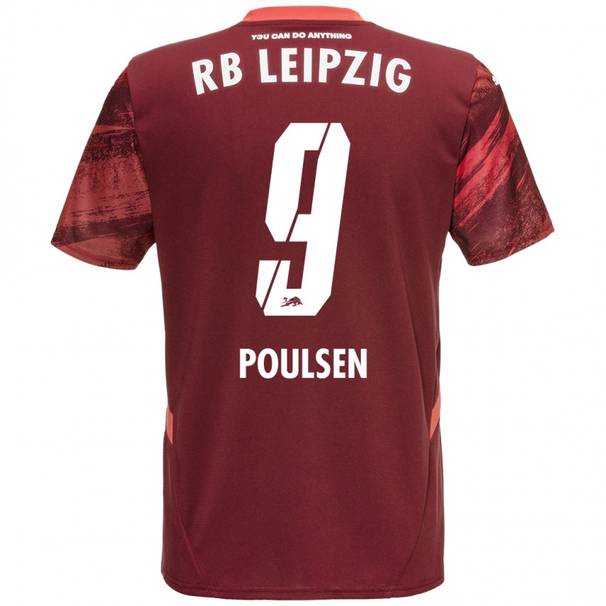 Niño Camiseta Yussuf Poulsen #9 Borgoña 2ª Equipación 2024/25 La Camisa México