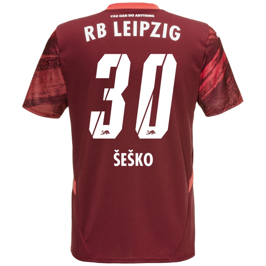 Niño Camiseta Benjamin Sesko #30 Borgoña 2ª Equipación 2024/25 La Camisa México