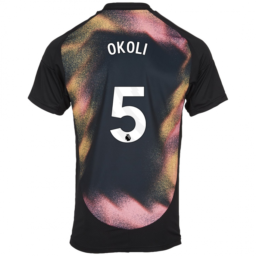 Niño Camiseta Caleb Okoli #5 Negro Blanco 2ª Equipación 2024/25 La Camisa México