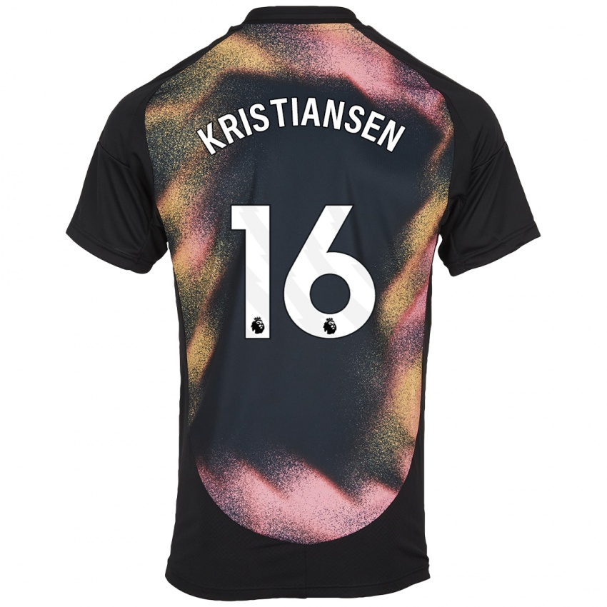 Niño Camiseta Victor Kristiansen #16 Negro Blanco 2ª Equipación 2024/25 La Camisa México