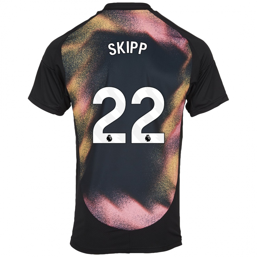 Niño Camiseta Oliver Skipp #22 Negro Blanco 2ª Equipación 2024/25 La Camisa México