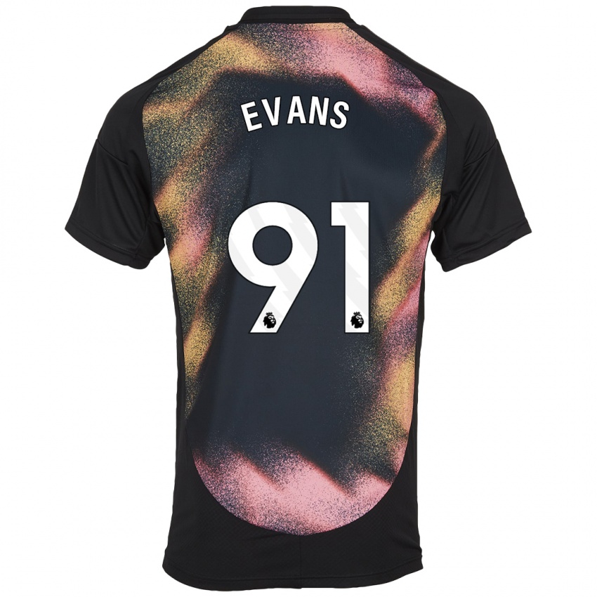 Niño Camiseta Jake Evans #91 Negro Blanco 2ª Equipación 2024/25 La Camisa México