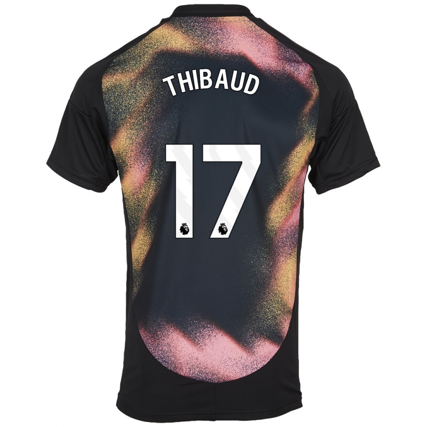 Niño Camiseta Julie Thibaud #17 Negro Blanco 2ª Equipación 2024/25 La Camisa México