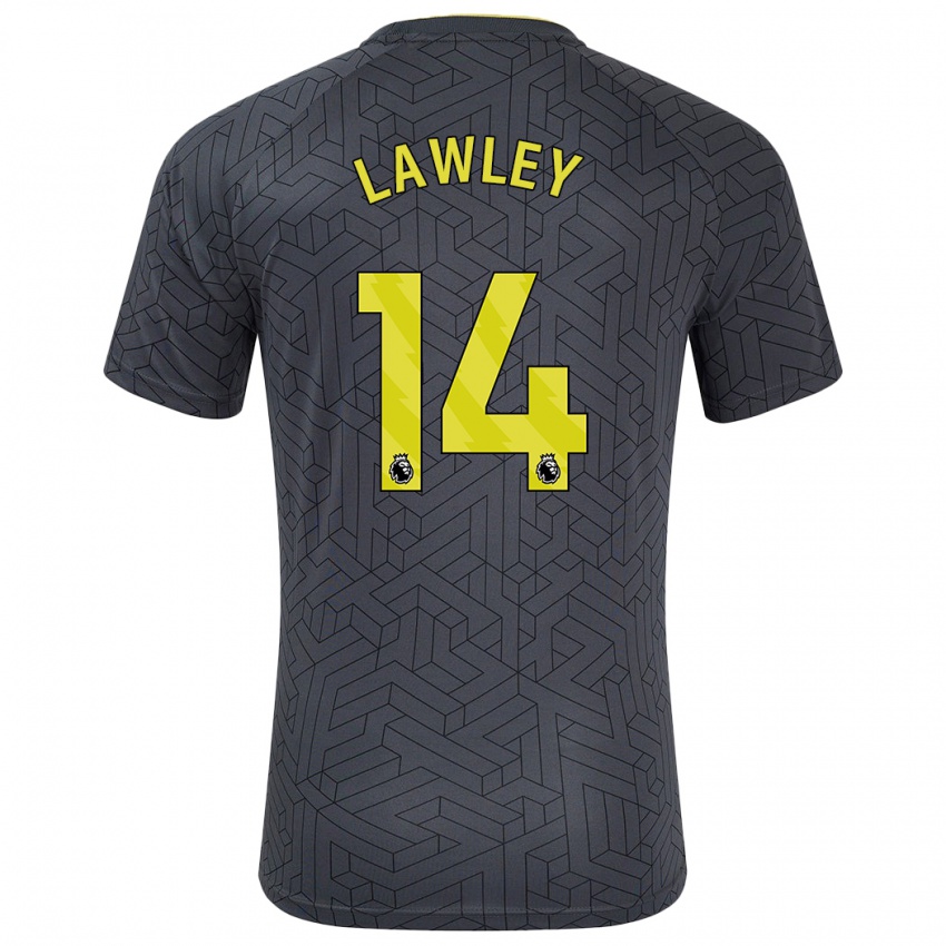 Niño Camiseta Melissa Lawley #14 Negro Amarillo 2ª Equipación 2024/25 La Camisa México