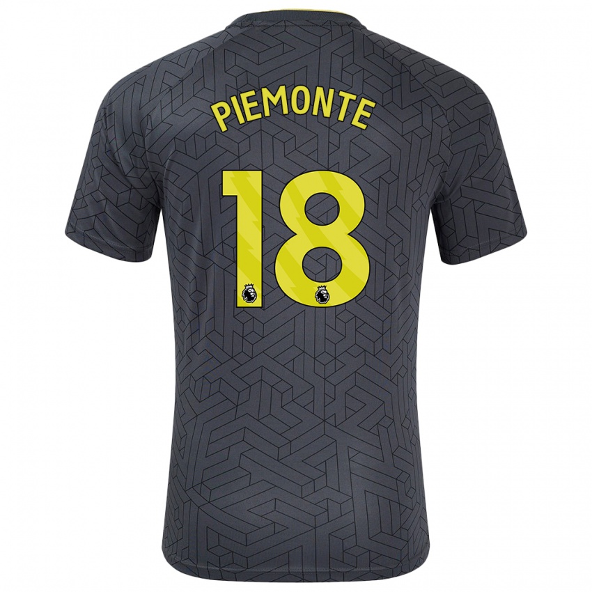 Niño Camiseta Martina Piemonte #18 Negro Amarillo 2ª Equipación 2024/25 La Camisa México