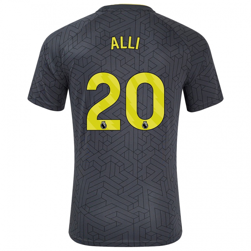 Niño Camiseta Dele Alli #20 Negro Amarillo 2ª Equipación 2024/25 La Camisa México