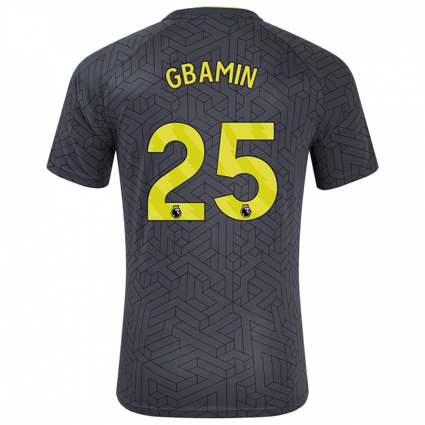 Niño Camiseta Jean-Philippe Gbamin #25 Negro Amarillo 2ª Equipación 2024/25 La Camisa México