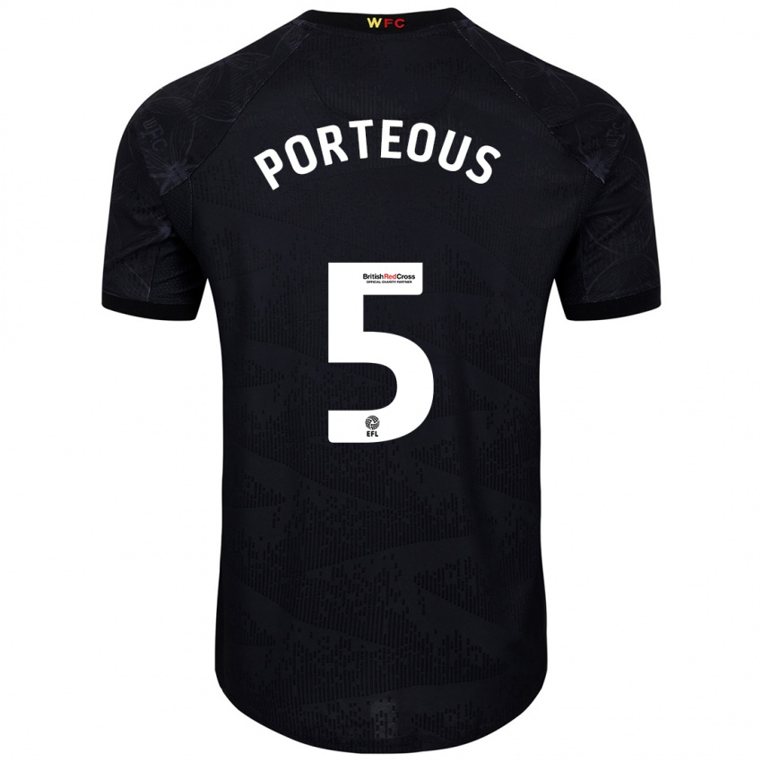 Niño Camiseta Ryan Porteous #5 Negro Blanco 2ª Equipación 2024/25 La Camisa México