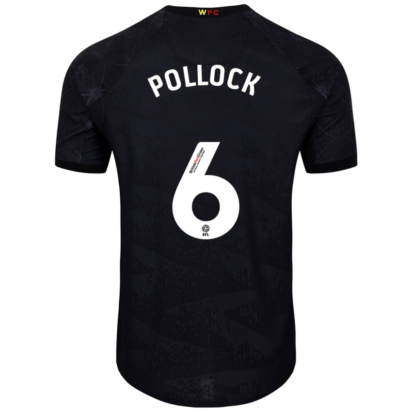 Niño Camiseta Mattie Pollock #6 Negro Blanco 2ª Equipación 2024/25 La Camisa México