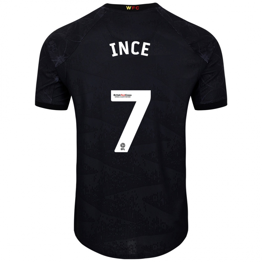 Niño Camiseta Tom Ince #7 Negro Blanco 2ª Equipación 2024/25 La Camisa México