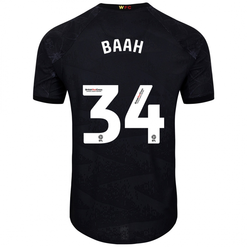 Niño Camiseta Kwadwo Baah #34 Negro Blanco 2ª Equipación 2024/25 La Camisa México