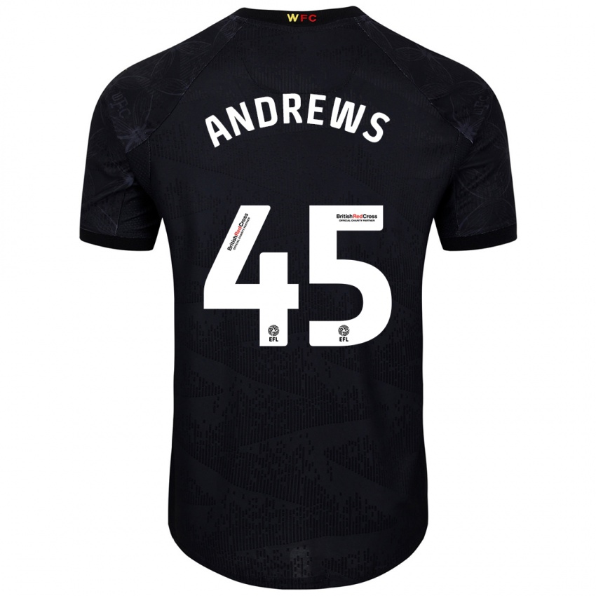 Niño Camiseta Ryan Andrews #45 Negro Blanco 2ª Equipación 2024/25 La Camisa México