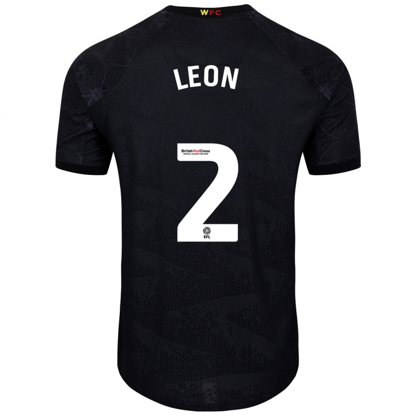 Niño Camiseta Lucía León #2 Negro Blanco 2ª Equipación 2024/25 La Camisa México