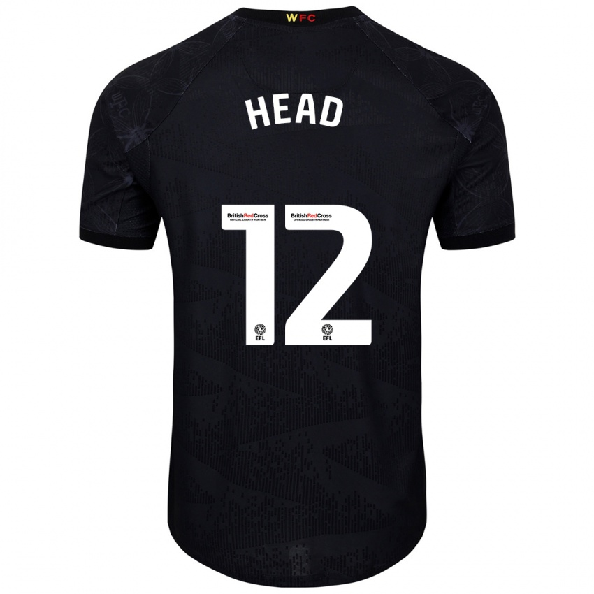 Niño Camiseta Ellie Head #12 Negro Blanco 2ª Equipación 2024/25 La Camisa México