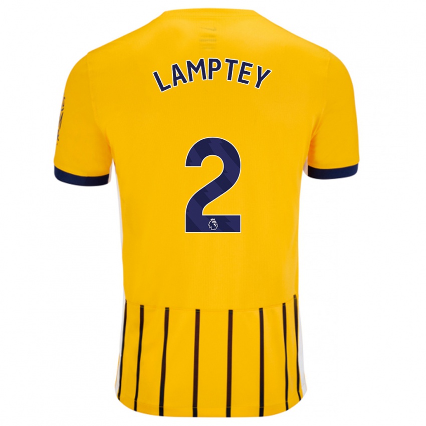 Niño Camiseta Tariq Lamptey #2 Dorado Azul Rayas 2ª Equipación 2024/25 La Camisa México