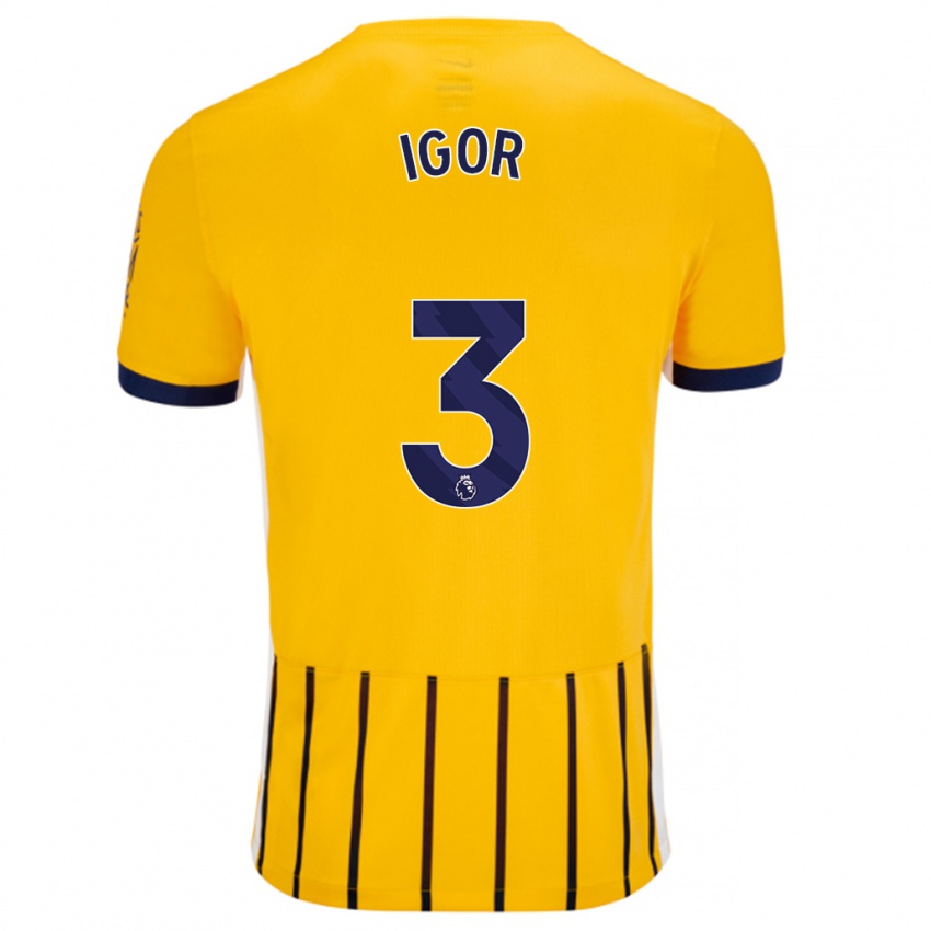 Niño Camiseta Igor #3 Dorado Azul Rayas 2ª Equipación 2024/25 La Camisa México