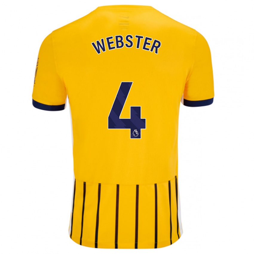 Niño Camiseta Adam Webster #4 Dorado Azul Rayas 2ª Equipación 2024/25 La Camisa México