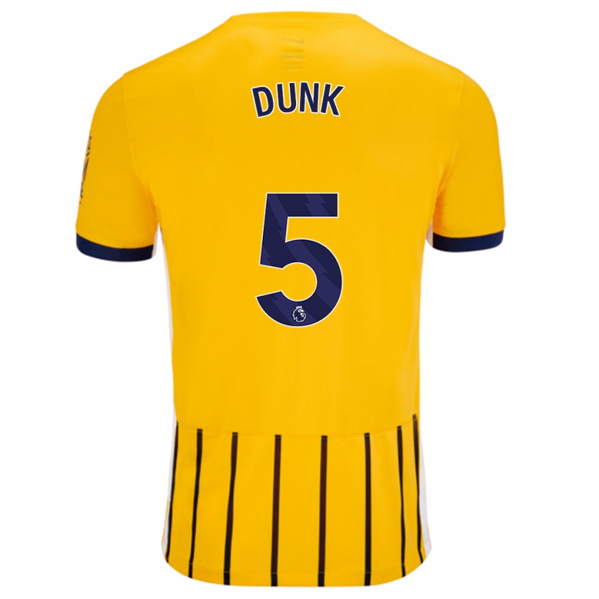 Niño Camiseta Lewis Dunk #5 Dorado Azul Rayas 2ª Equipación 2024/25 La Camisa México