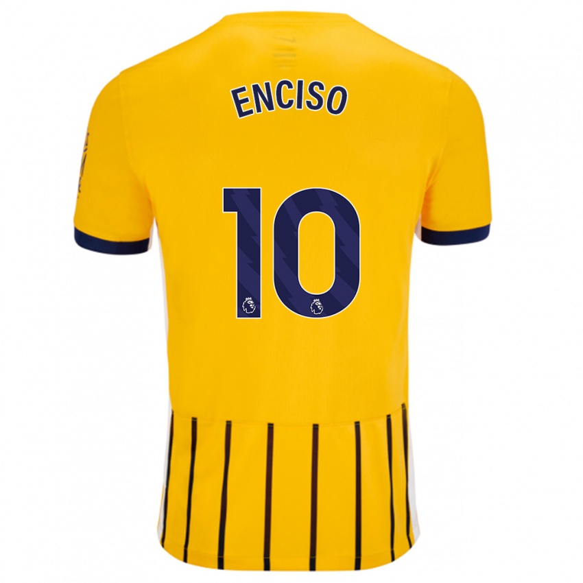 Niño Camiseta Julio Enciso #10 Dorado Azul Rayas 2ª Equipación 2024/25 La Camisa México