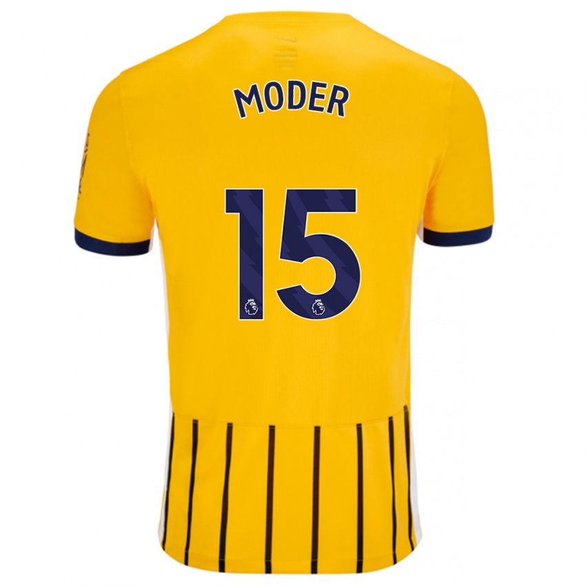 Niño Camiseta Jakub Moder #15 Dorado Azul Rayas 2ª Equipación 2024/25 La Camisa México