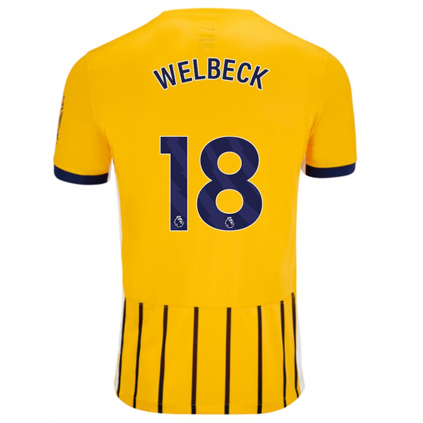 Niño Camiseta Danny Welbeck #18 Dorado Azul Rayas 2ª Equipación 2024/25 La Camisa México