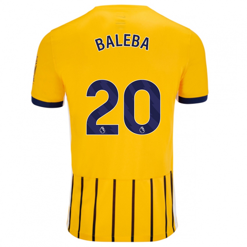 Niño Camiseta Carlos Baleba #20 Dorado Azul Rayas 2ª Equipación 2024/25 La Camisa México