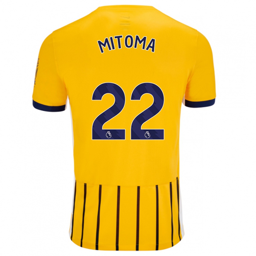 Niño Camiseta Kaoru Mitoma #22 Dorado Azul Rayas 2ª Equipación 2024/25 La Camisa México