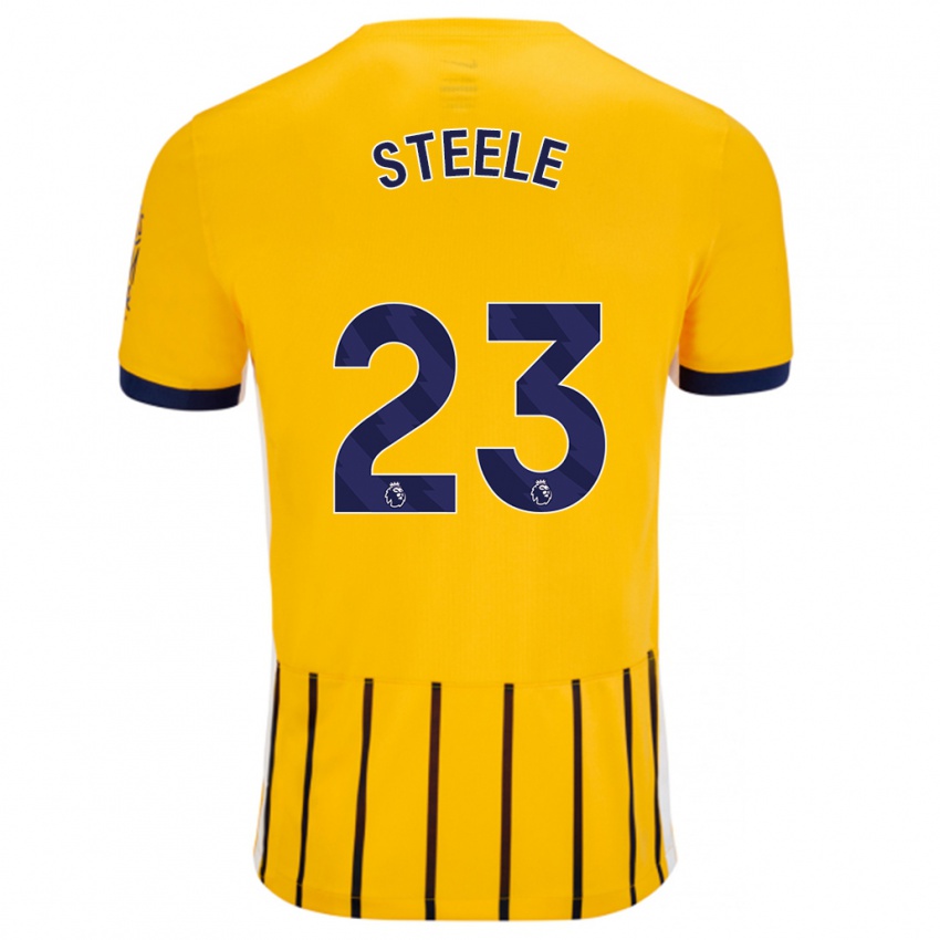 Niño Camiseta Jason Steele #23 Dorado Azul Rayas 2ª Equipación 2024/25 La Camisa México