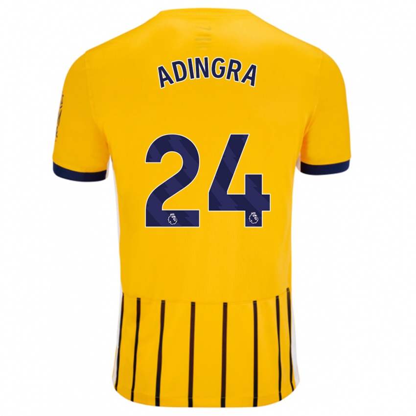 Niño Camiseta Simon Adingra #24 Dorado Azul Rayas 2ª Equipación 2024/25 La Camisa México