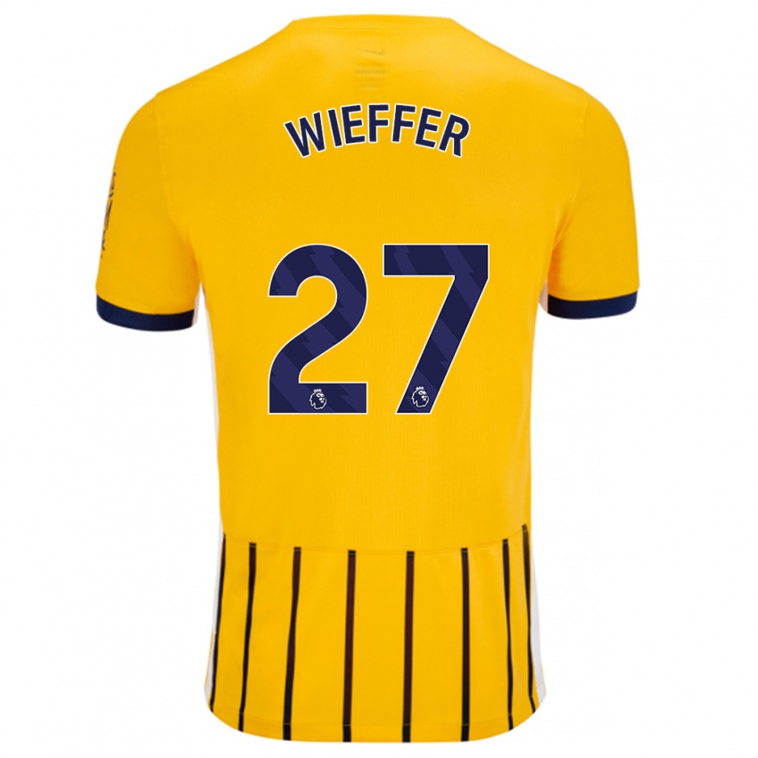 Niño Camiseta Mats Wieffer #27 Dorado Azul Rayas 2ª Equipación 2024/25 La Camisa México