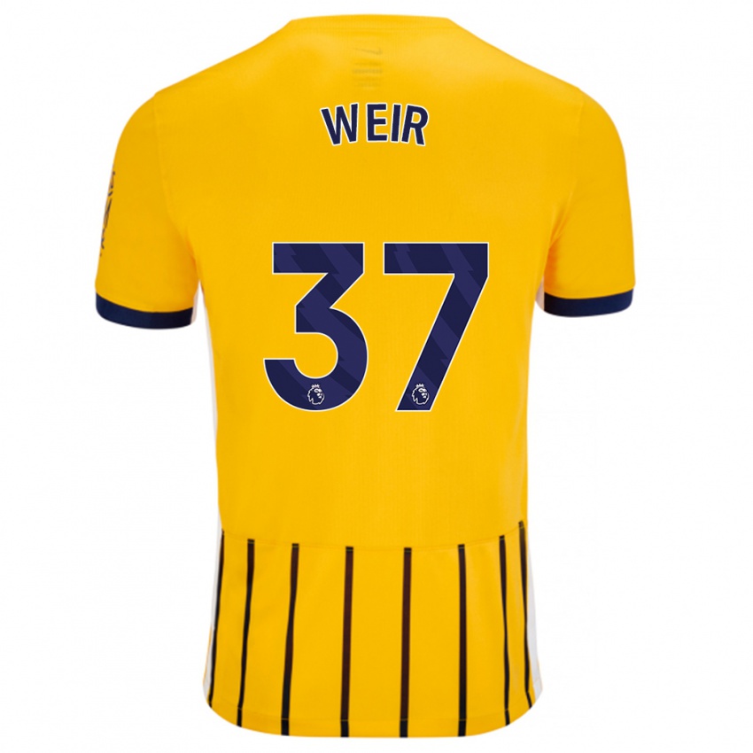 Niño Camiseta Jensen Weir #37 Dorado Azul Rayas 2ª Equipación 2024/25 La Camisa México