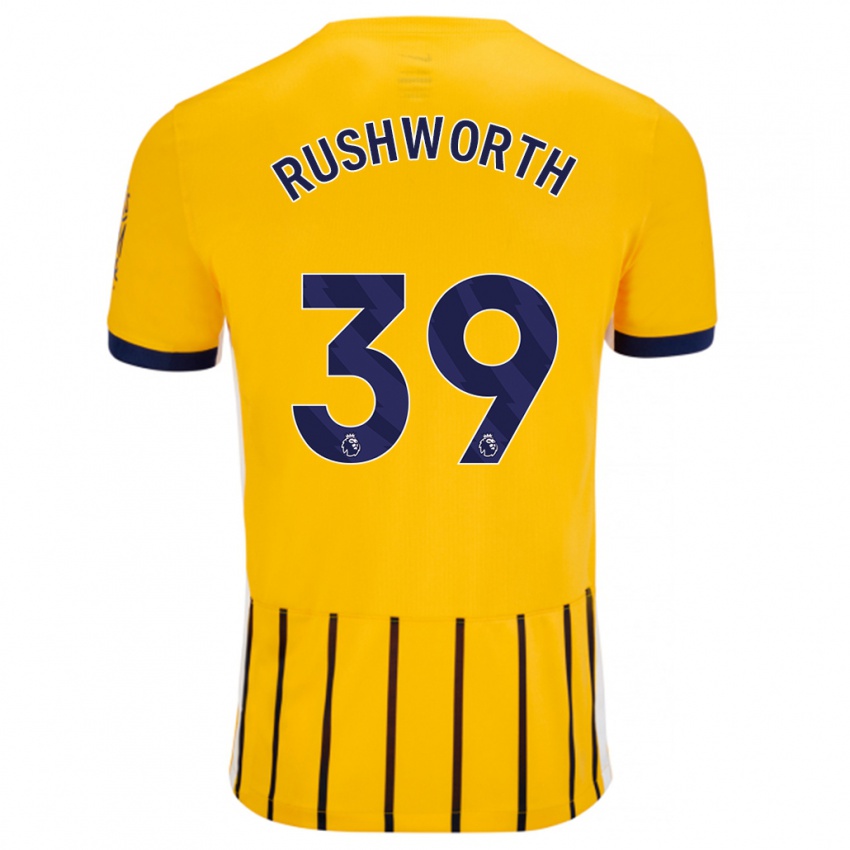 Niño Camiseta Carl Rushworth #39 Dorado Azul Rayas 2ª Equipación 2024/25 La Camisa México