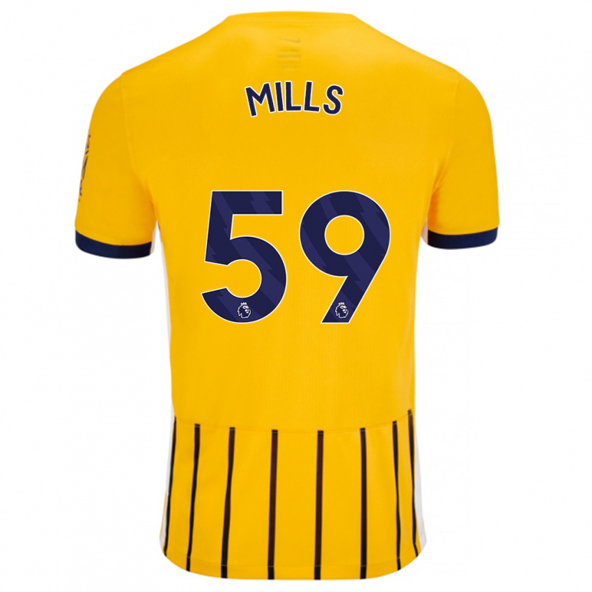 Niño Camiseta Harry Mills #59 Dorado Azul Rayas 2ª Equipación 2024/25 La Camisa México