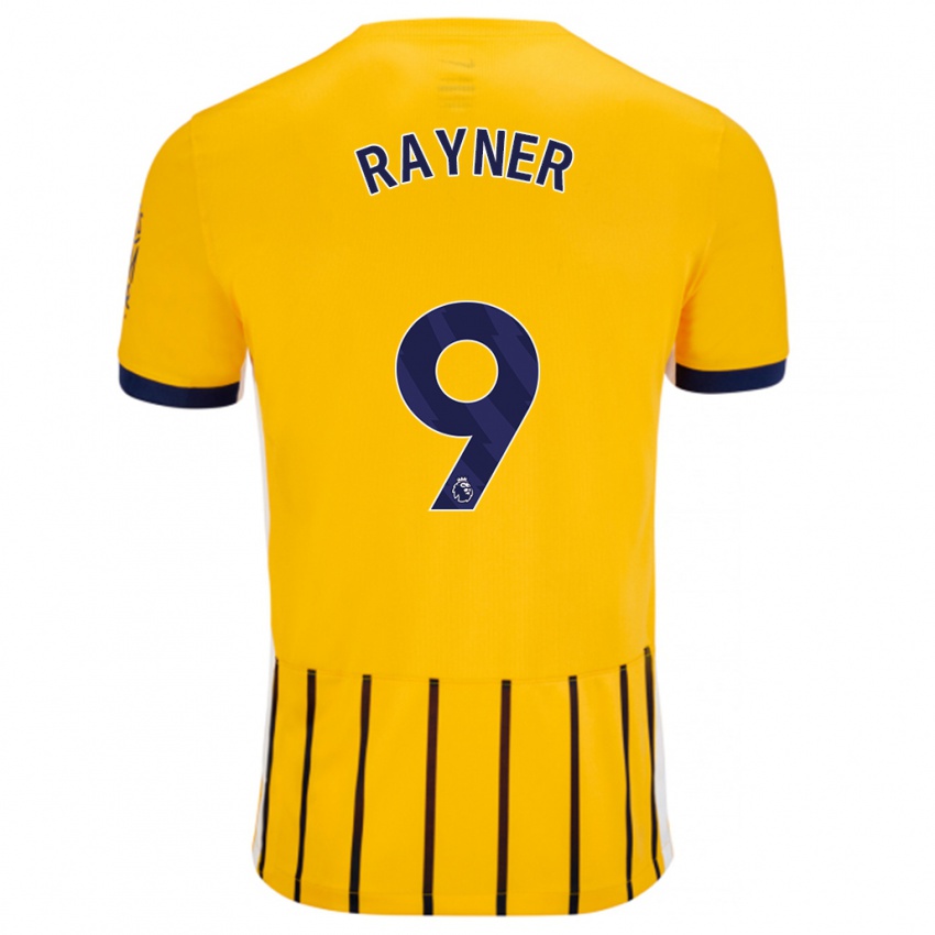 Niño Camiseta Rebecca Rayner #9 Dorado Azul Rayas 2ª Equipación 2024/25 La Camisa México