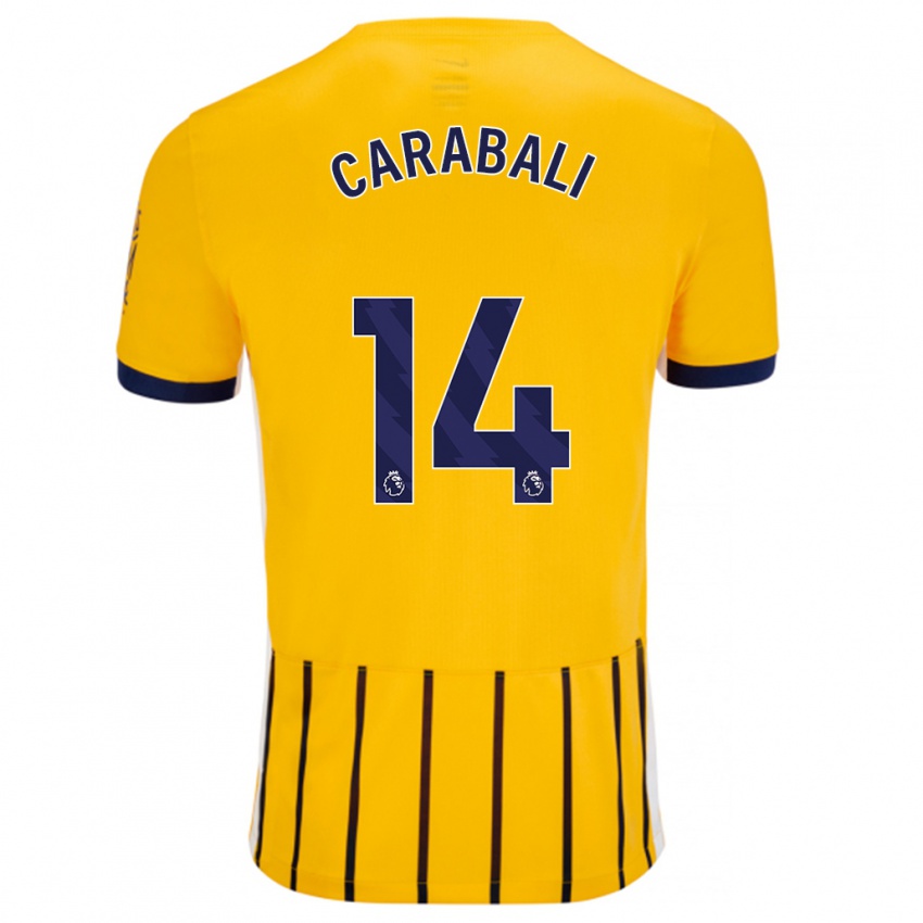 Niño Camiseta Jorelyn Andrea Carabalí Martínez #14 Dorado Azul Rayas 2ª Equipación 2024/25 La Camisa México