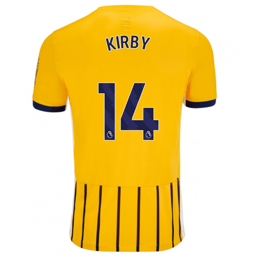 Niño Camiseta Fran Kirby #14 Dorado Azul Rayas 2ª Equipación 2024/25 La Camisa México