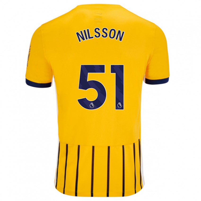 Niño Camiseta Casper Nilsson #51 Dorado Azul Rayas 2ª Equipación 2024/25 La Camisa México