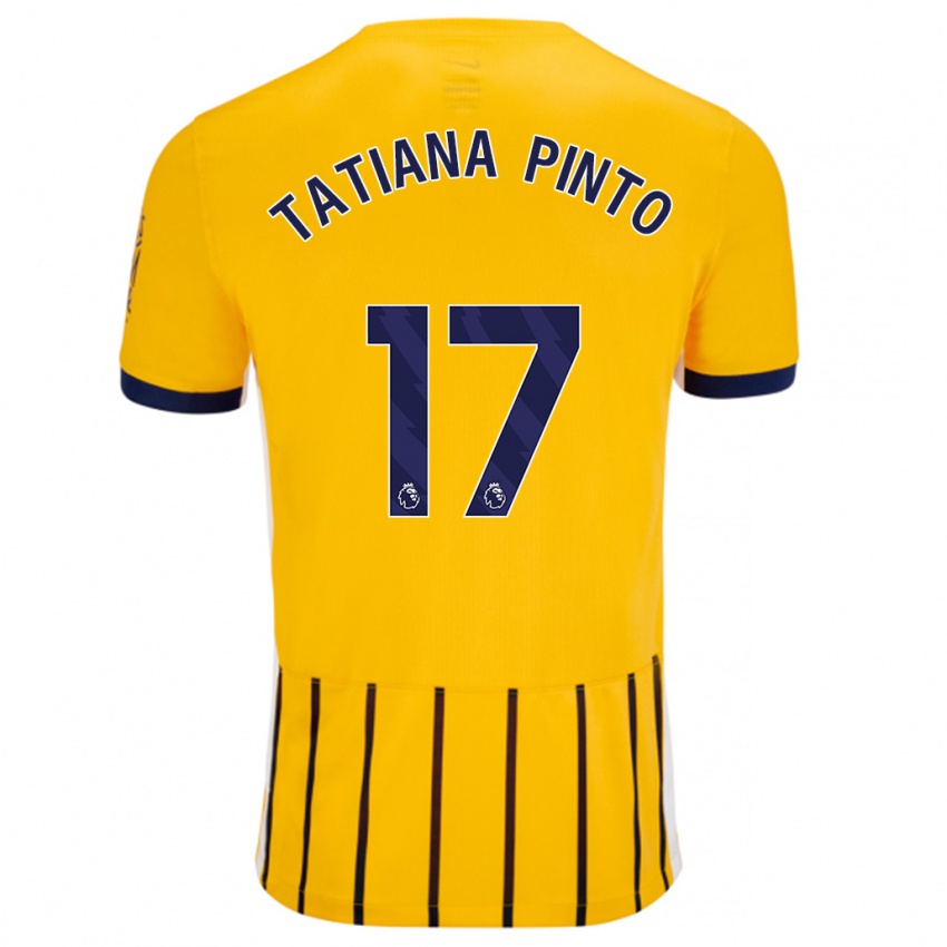 Niño Camiseta Tatiana Vanessa Ferreira Pinto #17 Dorado Azul Rayas 2ª Equipación 2024/25 La Camisa México