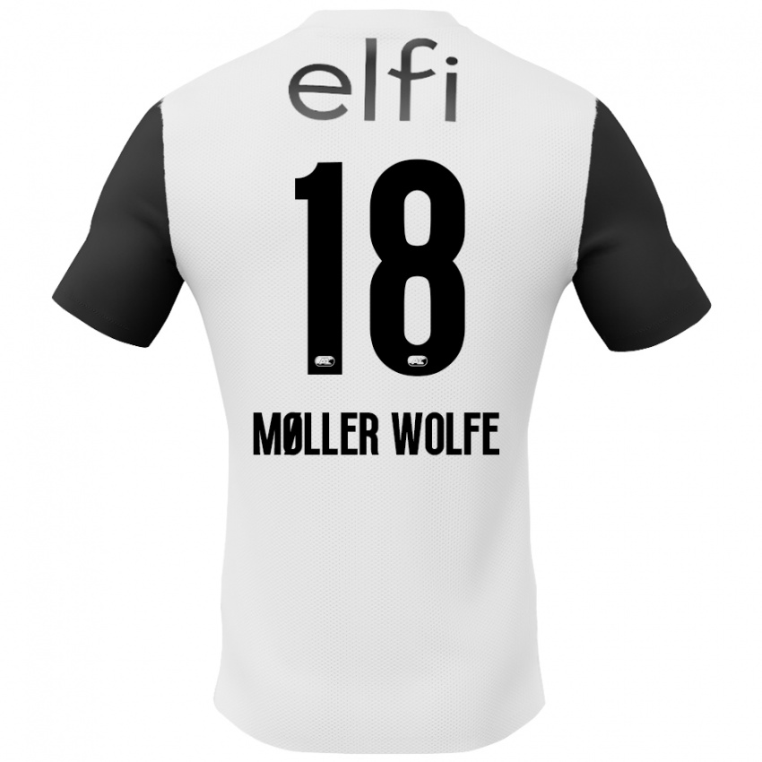 Niño Camiseta David Møller Wolfe #18 Blanco Negro 2ª Equipación 2024/25 La Camisa México