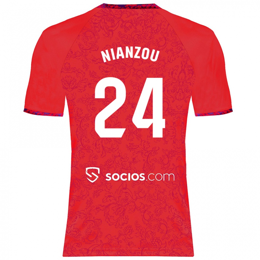 Niño Camiseta Tanguy Nianzou #24 Rojo 2ª Equipación 2024/25 La Camisa México