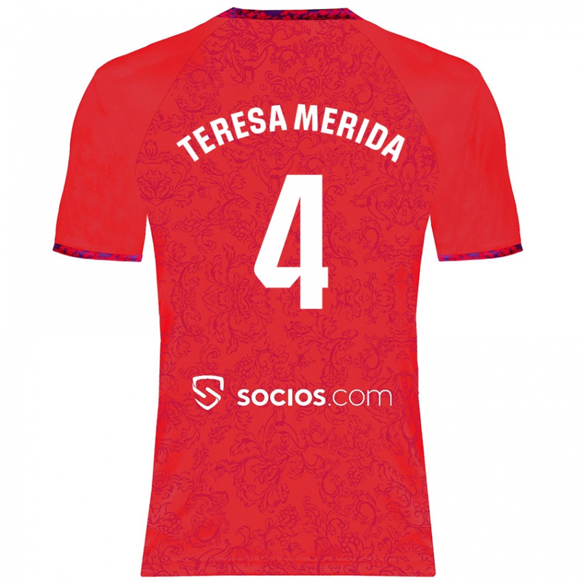 Niño Camiseta Teresa Merida #4 Rojo 2ª Equipación 2024/25 La Camisa México