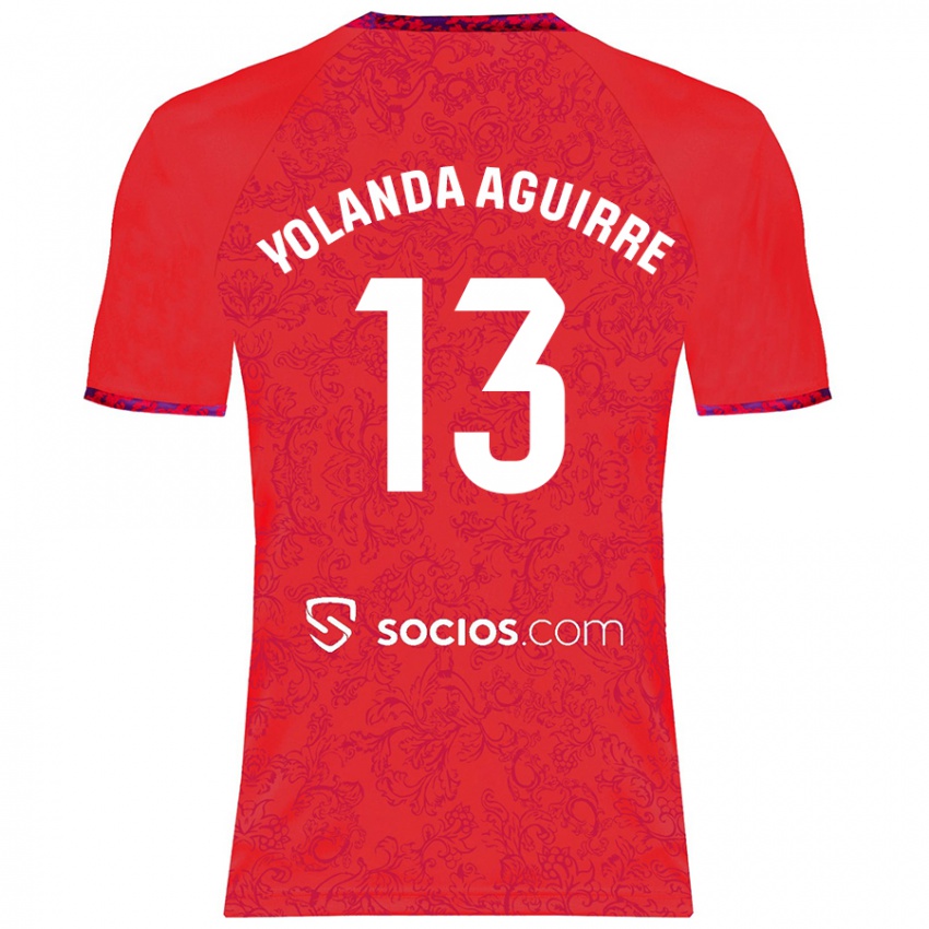 Niño Camiseta Yolanda Aguirre Gutiérrez #13 Rojo 2ª Equipación 2024/25 La Camisa México