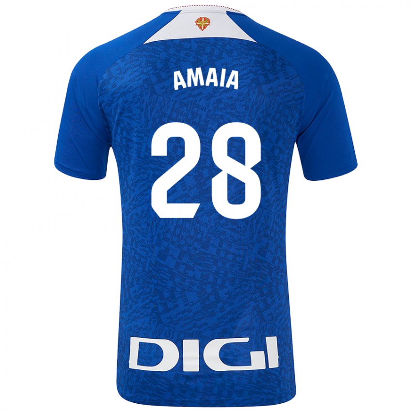 Niño Camiseta Amaia Martinez De La Peña #28 Azul Real 2ª Equipación 2024/25 La Camisa México