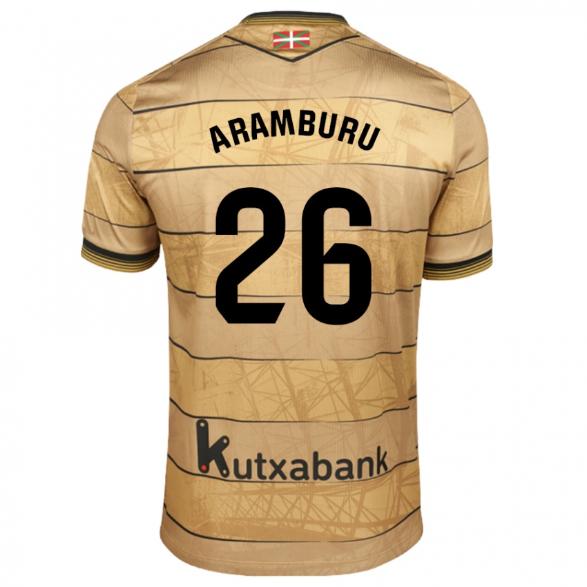 Niño Camiseta Jon Aramburu #26 Marrón 2ª Equipación 2024/25 La Camisa México