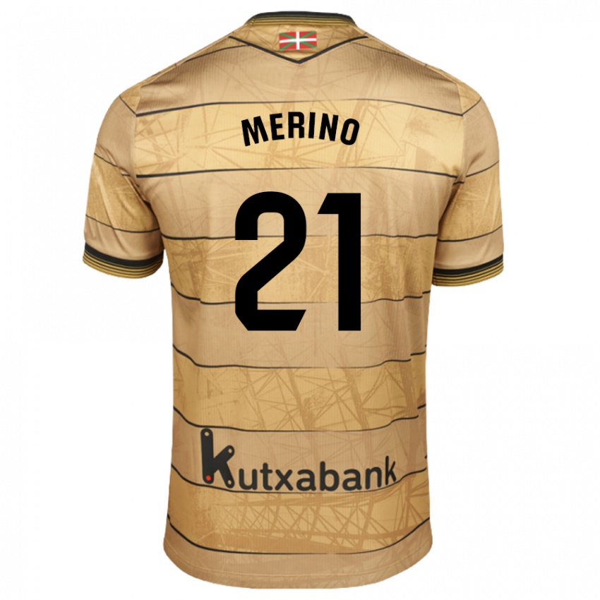 Niño Camiseta Jon Merino #21 Marrón 2ª Equipación 2024/25 La Camisa México