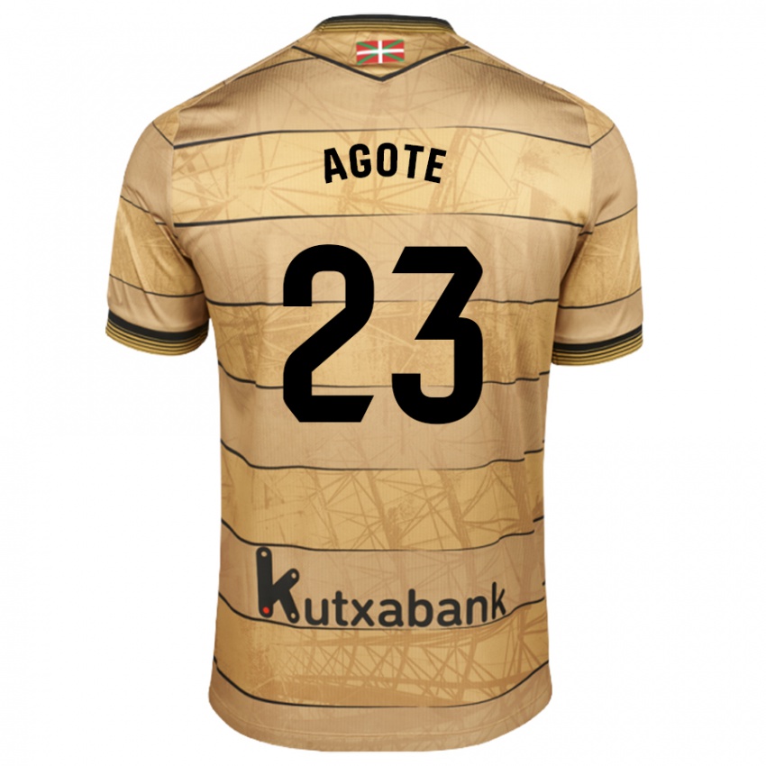 Niño Camiseta Unax Agote #23 Marrón 2ª Equipación 2024/25 La Camisa México