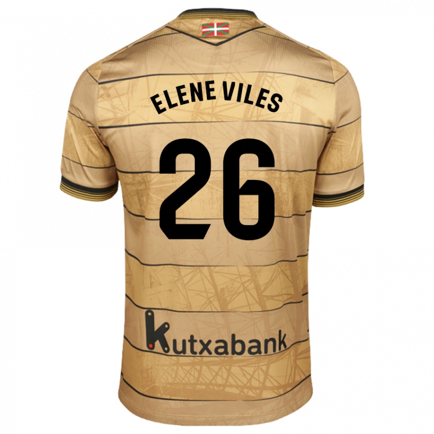 Niño Camiseta Elene Viles Odriozola #26 Marrón 2ª Equipación 2024/25 La Camisa México