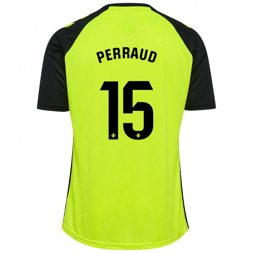 Niño Camiseta Romain Perraud #15 Amarillo Fluorescente Negro 2ª Equipación 2024/25 La Camisa México