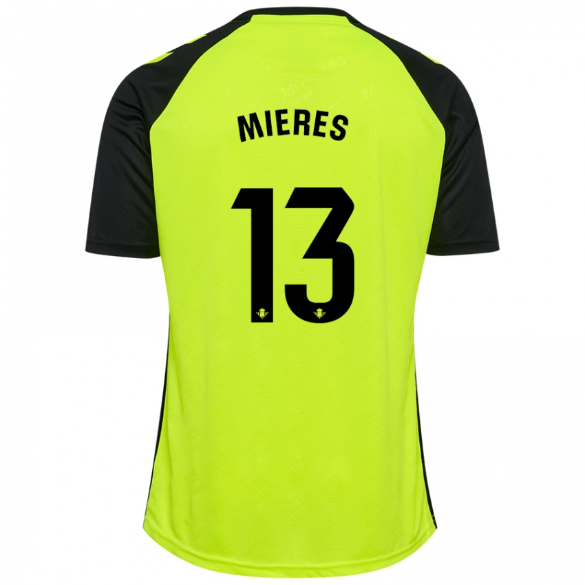 Niño Camiseta Malena Mieres García #13 Amarillo Fluorescente Negro 2ª Equipación 2024/25 La Camisa México