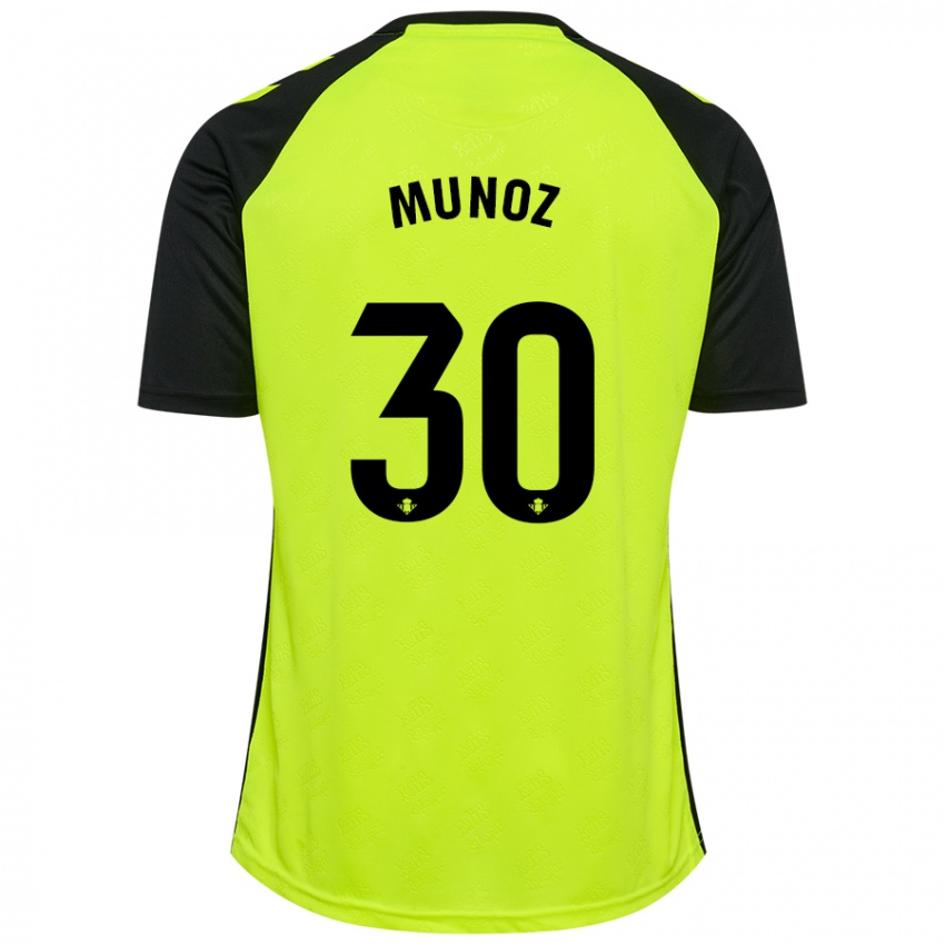 Niño Camiseta Blanca Muñoz #30 Amarillo Fluorescente Negro 2ª Equipación 2024/25 La Camisa México